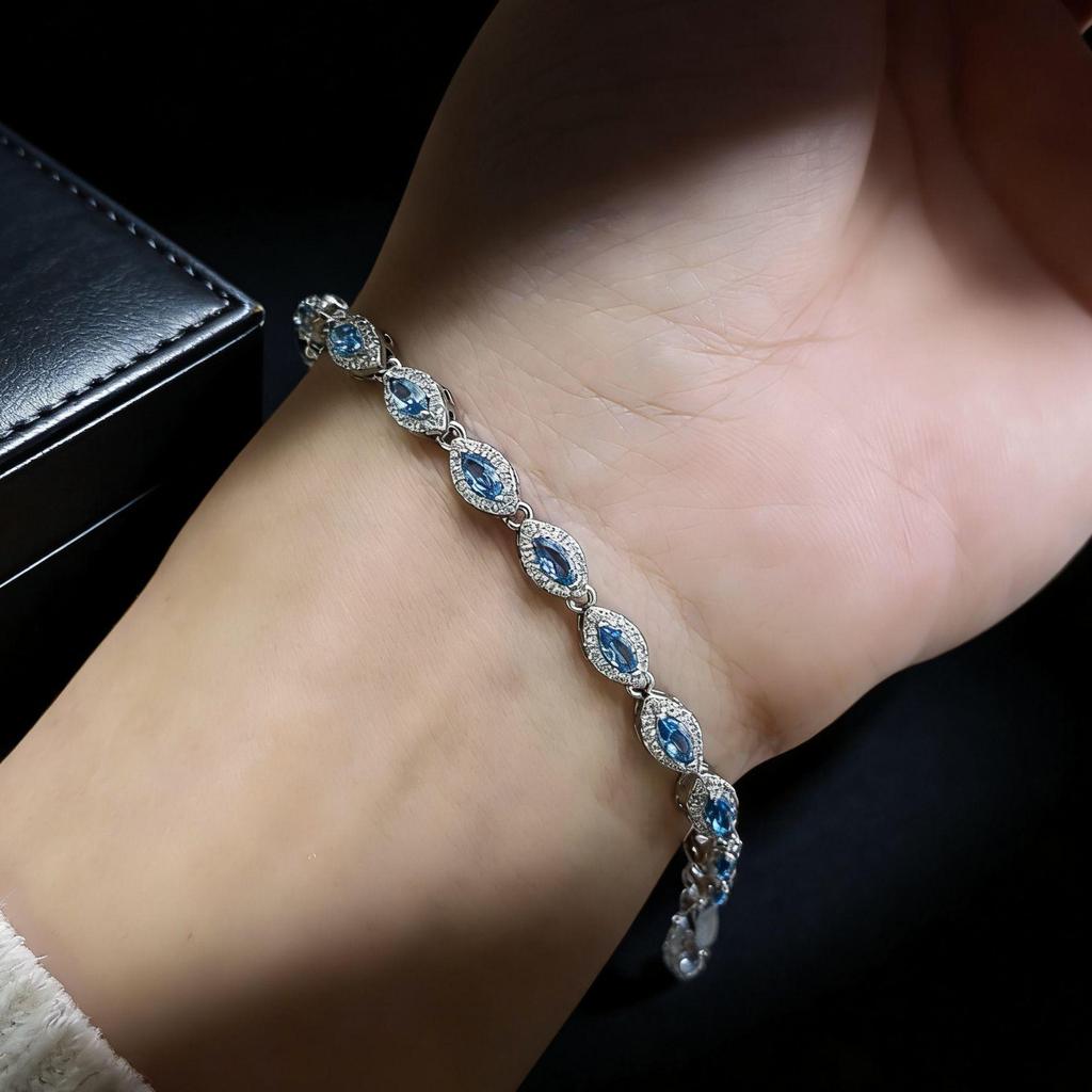 Elegant Ruby & Sapphire Marquise Bracelet - Simple Red Corundum Design