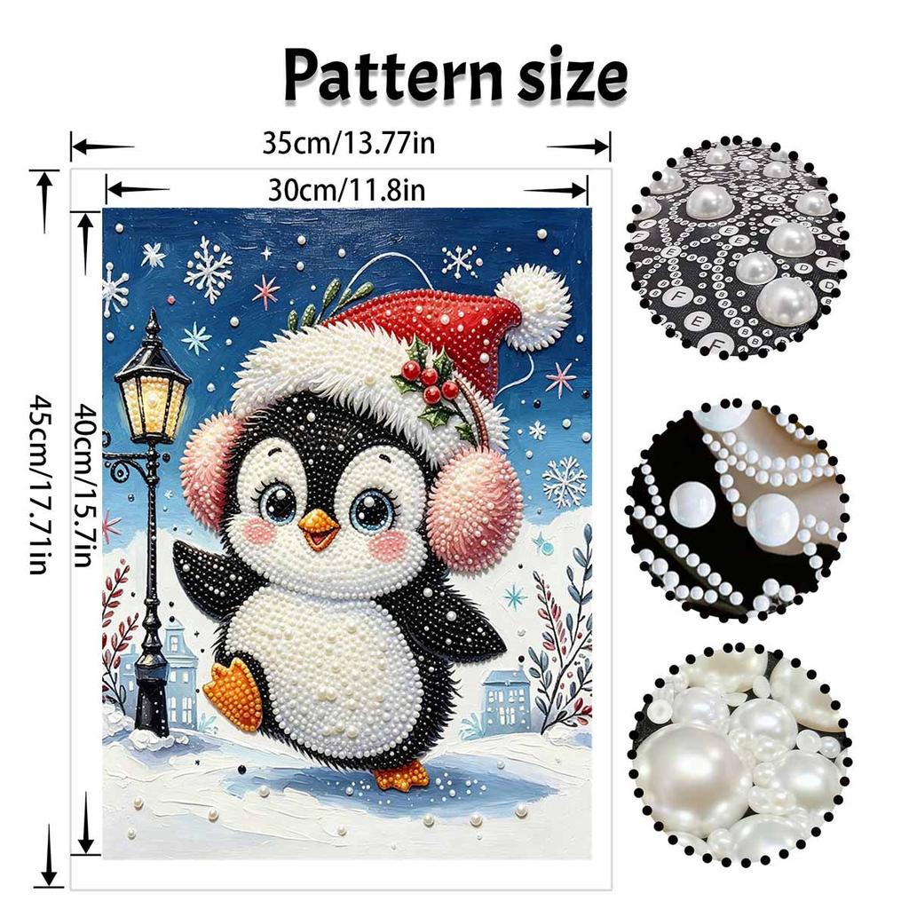 Pearl Painting 5D DIY Christmas Penguin Decorative Painting. Cute Birthday Gift. Handmade Art Painting