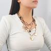 Elegant Multi Layered Rope Necklace Alloy Gold Heart Pendant Clavicle Chain Jewelry Accessories for Women Daily Wear