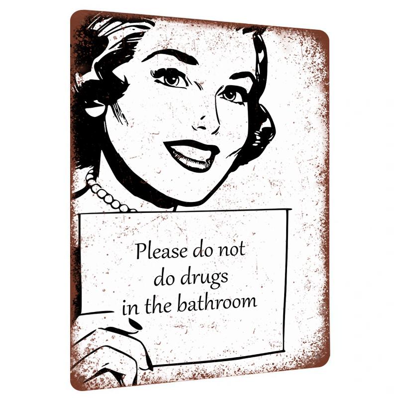 

Vintage Style Woman Portrait Do Not Do Drugs In The Bathroom Creative Tin Sign Home Decor Wall Art 20x30cm（7.8x11.8inch）