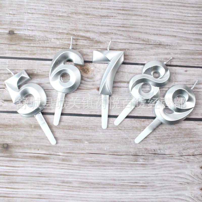 Ny Kreativ Födelsedagstårta Fest Födelsedagsdekoration Tredimensionell Silver Diamant Stor Siffra Ljus