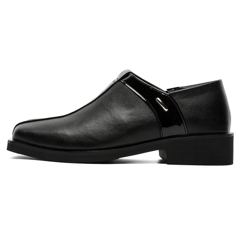 

Fashion Men s Leather Shoes Classic British Style Office and Party Leisure Business 38-46 Black Thick Soled Minimalist Shoes 38 чёрный