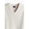H M V Neck Sweater Vest Loose Fit creaM