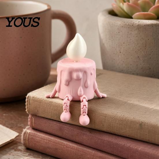 Funny Melting Candle Toy 3D Printing Ornament, Wax Liquid Texture Dripping Sculpture with Anthropomorphic Design Figure Movable Joints,