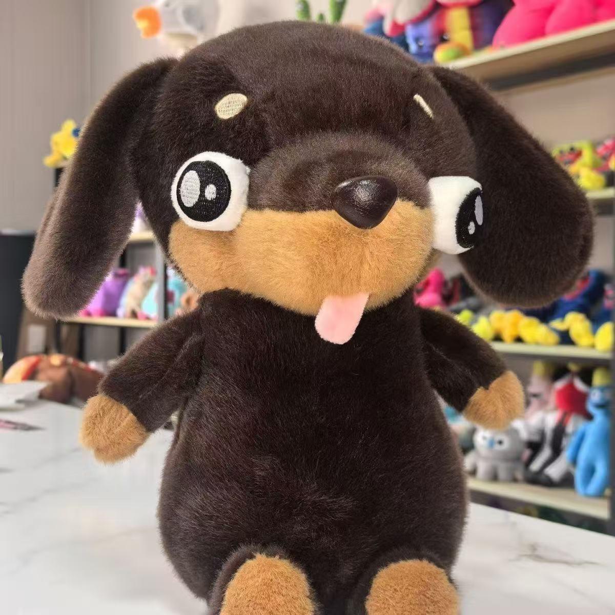 Abstract Funny Cute Dachshund Plush Toy - Small Soft Cartoon Dog Doll