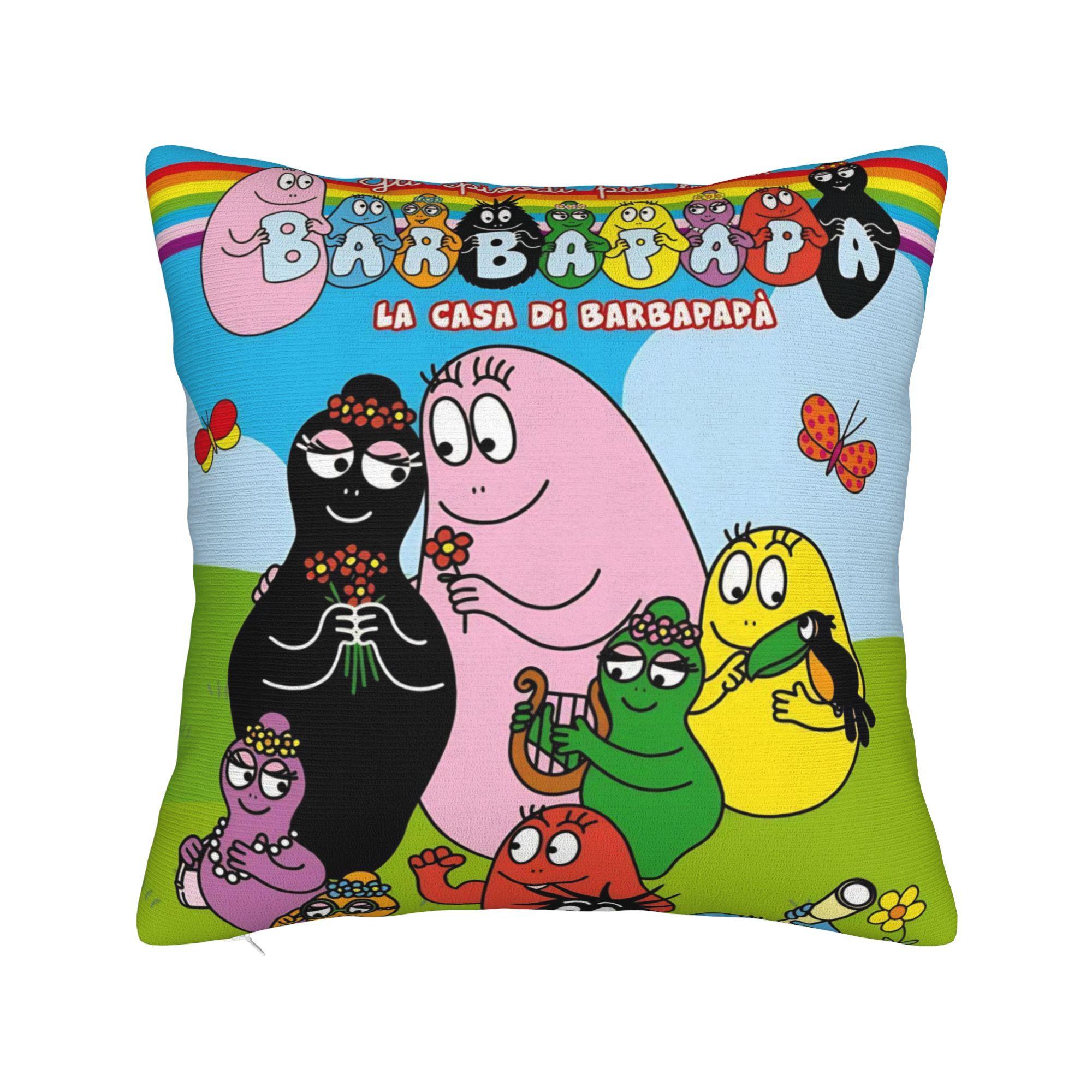 

Decorative Pillow Cover Kawaii Barbapapa Cartoon Accessories Home Throw Pillow Case Cover Zipper Multiple Sizes 12x12Inch