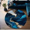 Blue White and Gold Marble Round Rug Non-Slip Base Floral Non-Slip Rug Green Round Carpet Non-Slip Floor Living Room Bedroom Mat