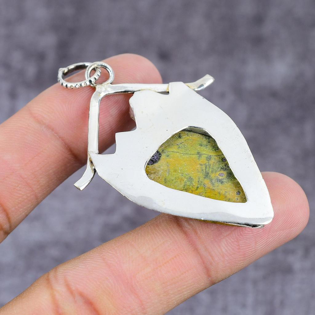Stichtite, Diopside Handmade 925 Sterling Silver Pendant 2.25" M5w03