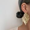 Trendy Women's Pleated Leaf Earrings: European-American Style with Bold, Three-Dimensional Design
