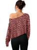 2026 Leopard Print Off-shoulder Cropped Long-Sleeve Top for Women