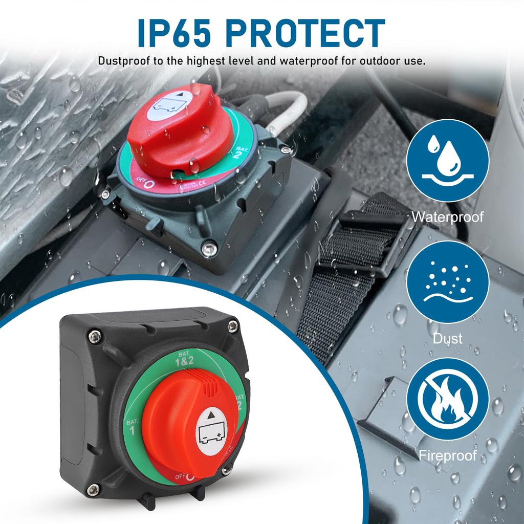 Car 500A 4 Position Battery Switch 12-24V Automotive Battery Isolator Disconnector Circuit Breaker Disconnect Switch