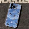Capa de Celular com Padrão de Onda e Figura de Surfista para Série iPhone 17 16 15 14 13 12 11 16E Pro Max Plus Proteção de Camada Dupla
