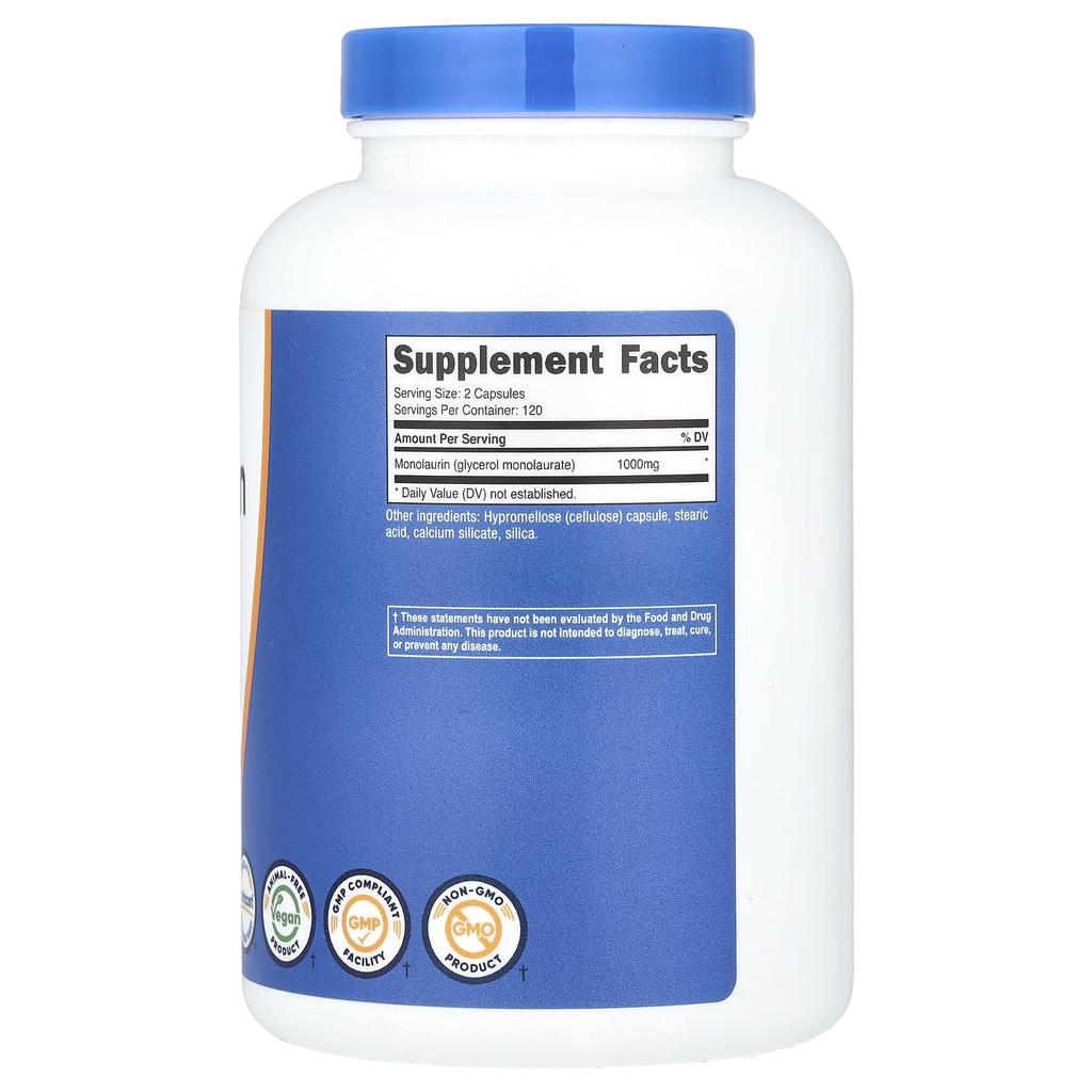 Nutricost Monolaurin, 1,000 Mg, 240 Capsules (500 Mg Per Capsule)