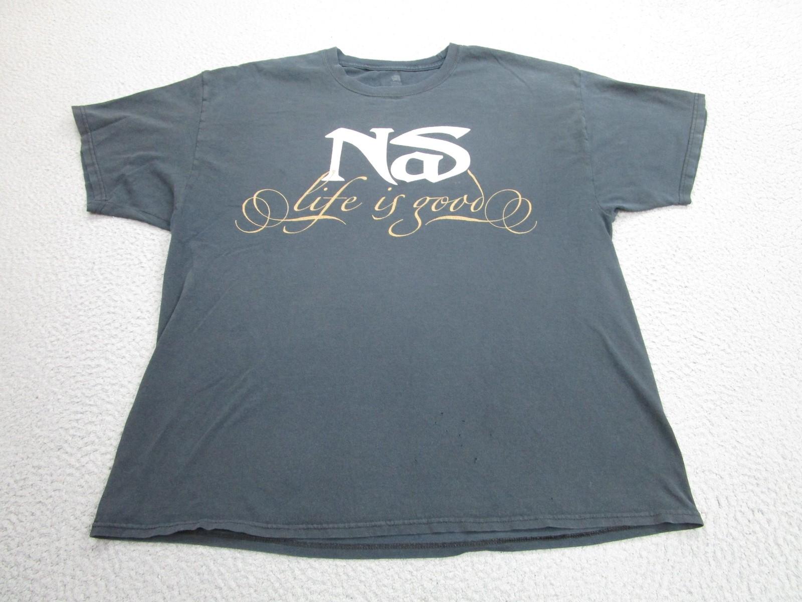 Nas Life Is Good Shirt Mens XL Black Rap Hip Hop Distressed Mall Goth Grunge S