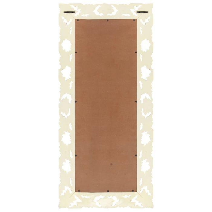 VidaXL Hand-carved Mirror White 110x50cm Solid Mango Wood