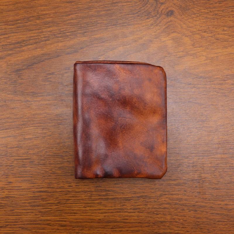New Genuine Leather Men's Wallet With A Top Layer Hand Polished Retro Style Multiple Card Slots Easy To Carry