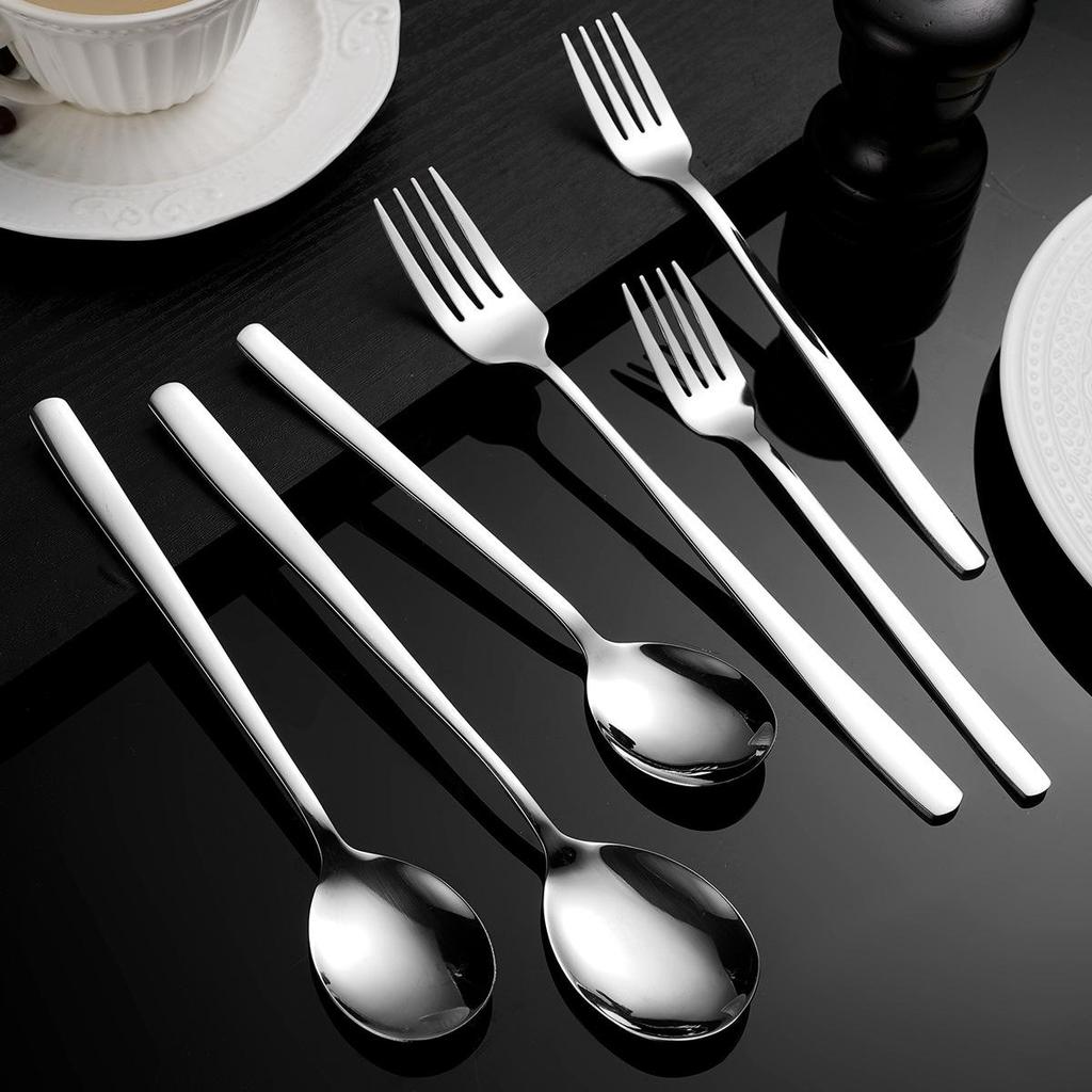 Lingură groasă de amestecat din oțel inoxidabil coreean 304 - Ideală pentru cafea, înghețată și supă.