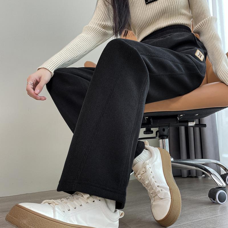 Bílé kalhoty se širokými nohavicemi pro ženy, podzimní a zimní novinka s vysokým pasem, splývavé, špičkové, ležérní, rovné, úzké vlněné banánové kalhoty