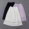 Johnature Lace Skirts Women Summer Lace-up Elasticated Solid Color Casual Simple Loose Skirts