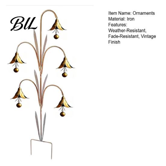 Durable Iron Flower Wind Chime Bluebell Metal Stake, Garden with Ground Hanging Decor for Patio Rustic Bell, Outdoor Yard Lawn Art Crisp Sound Chimes