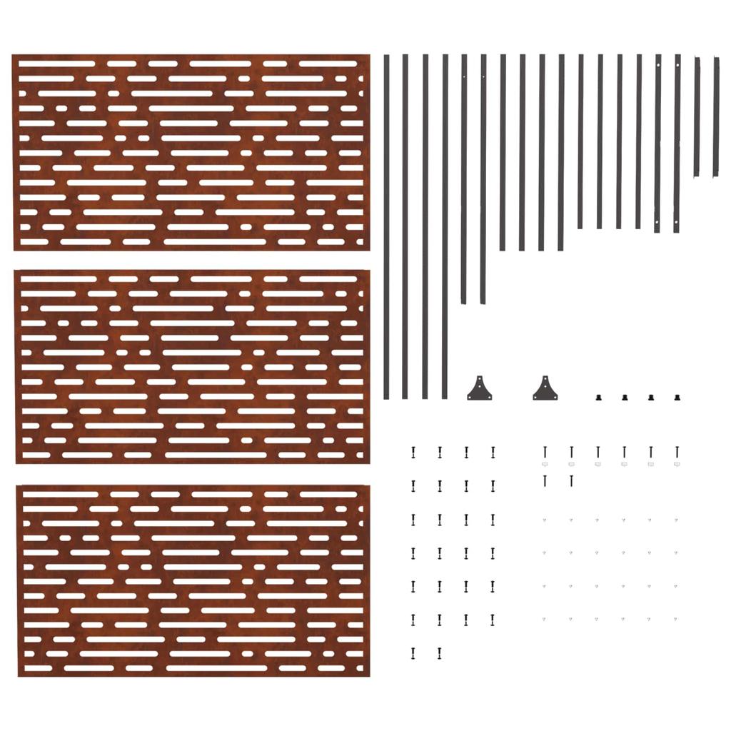 Privacy Screen 100 X 50 X 180 Cm Weather Resistant Steel Rust Look