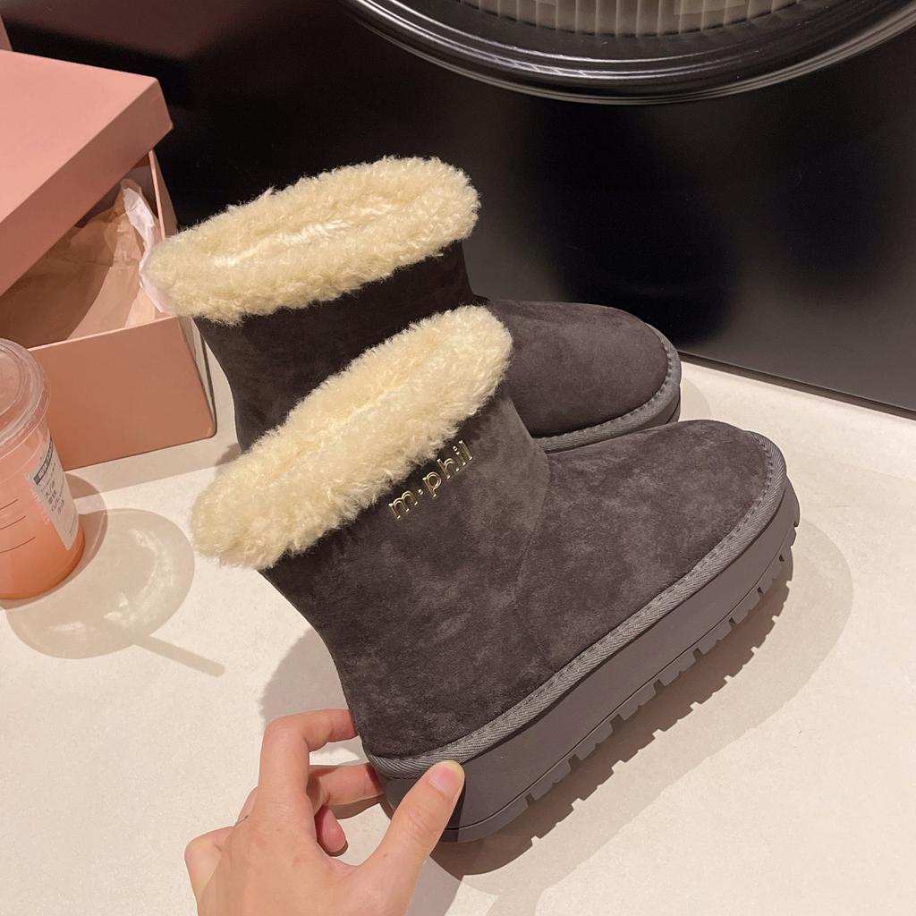Retro temperament cartoon short boots plush warm thick-soled women's snow boots autumn and winter fashion outer wear home cotton shoes