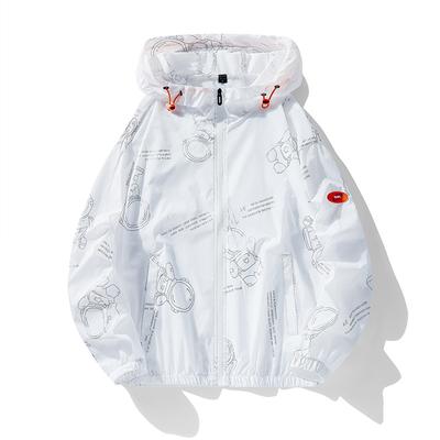 Men's Summer Trendy Version Thin Ice Silk Color Matching, Thin Breathable UV Resistant Sun Proof Clothing Men's Jacket