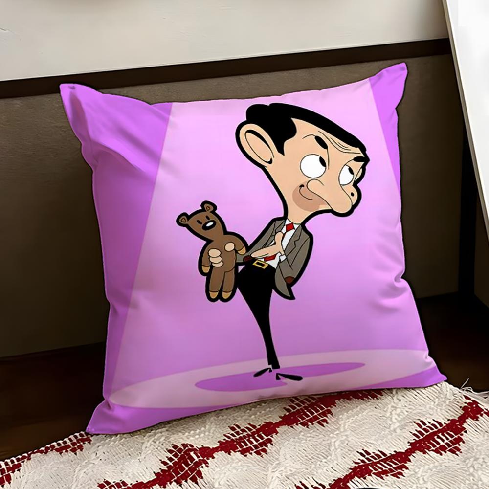 Mr BBean Cartoon Cushion Cover Reversible Soft Durable Pillow Cover Home Car MultiScene Use for Daily Comfort