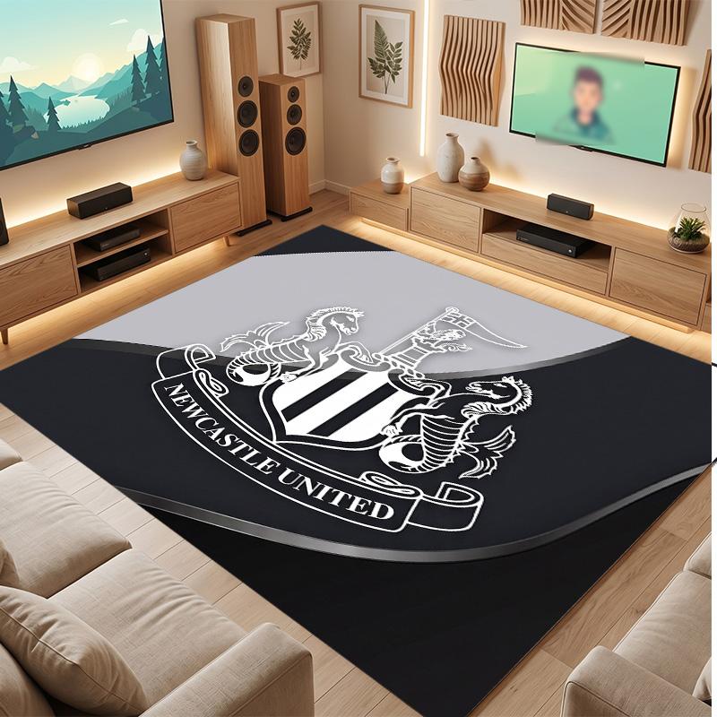 Tappeto in Velluto di Cristallo con Stampa di Calcio del Newcastle United, Comodo Assorbente d'Acqua Antiscivolo Tappeto per Pavimento Interno