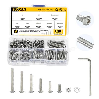 180 Semi Round Head Hexagon Head Screws, Button Nuts, Washer Combination Kit, M5x (8/12/16/20/25/30) Mm Stainless Steel Bolts, N