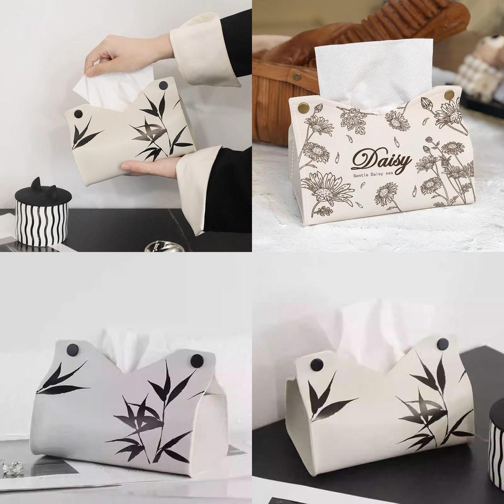 Modern Bamboo Leaf Ink Tissue Holder With Design For Home And Hotel Use