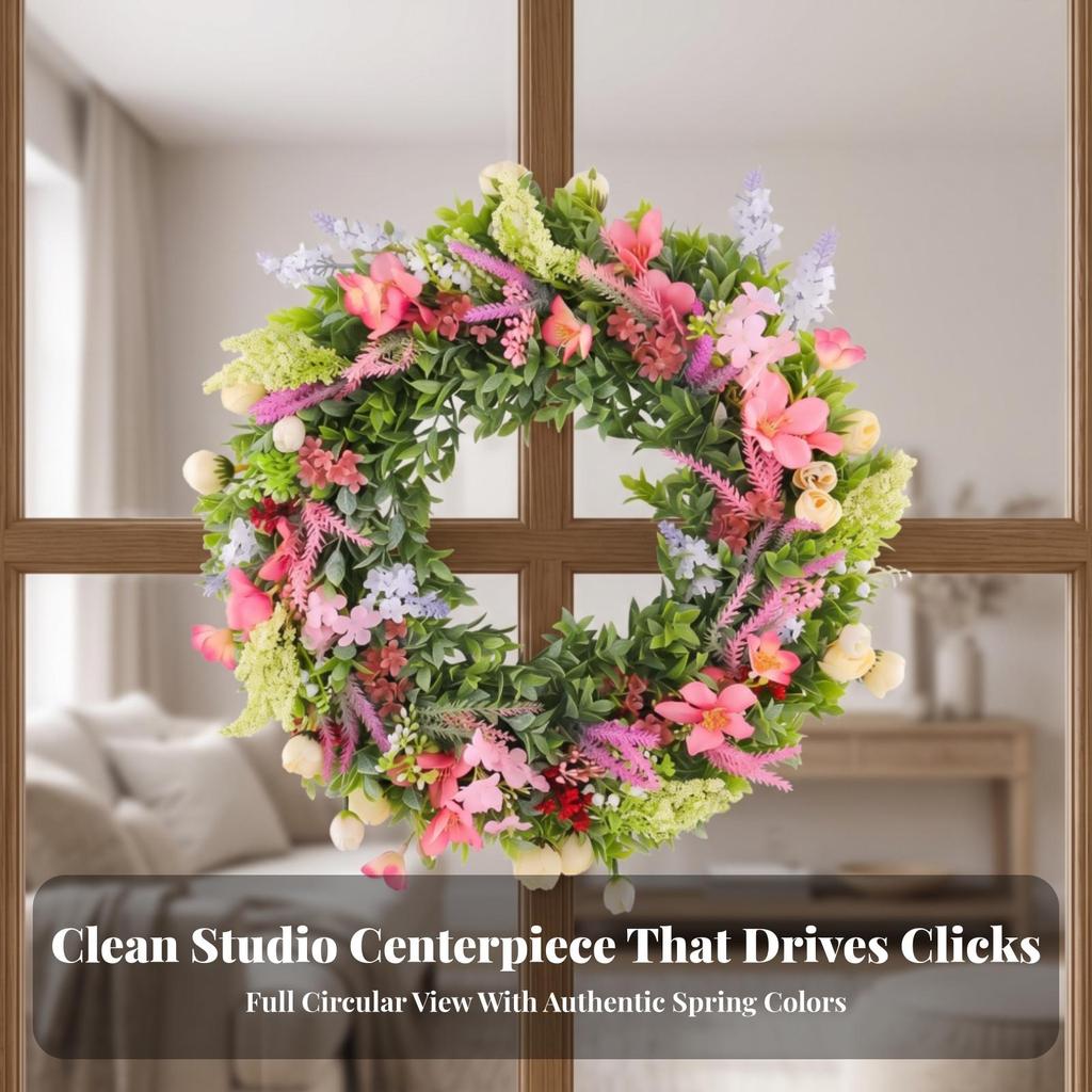 Artificial Floral Wreath Lifelike Leaves Outdoor for Wall