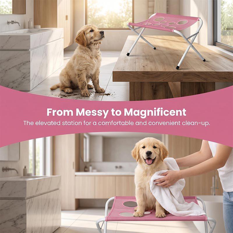 Pet Grooming Rack Pet Bath Stand Mesh Bathing Station Foldable Metal Structure With Surface & Strap For Pet Washing Maintenance