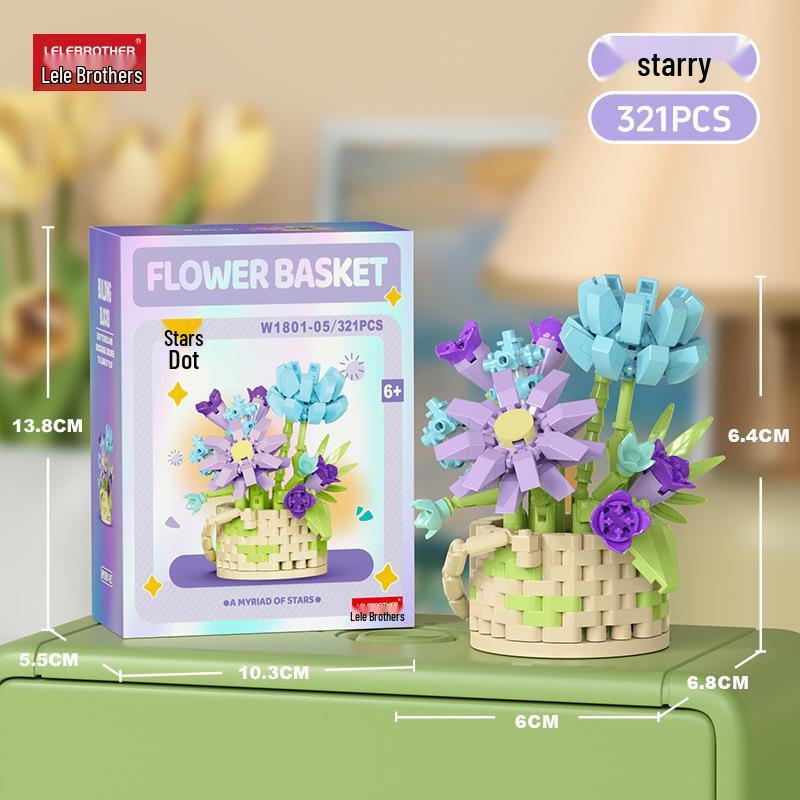 Preserved Flower Bonsai & Rose Succulent Building Blocks - Compatible with LEGO