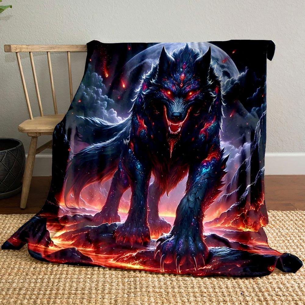 "Cosmic Wolf Under Moonlight" print blanket soft and cozy perfect for the living room bed sofa or a nap,gift