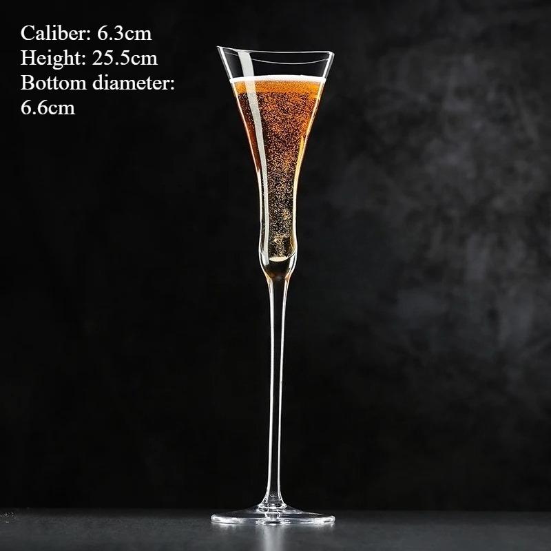 1 Stück Kristall-Champagnergläser Sektkelche Eingeschnürte Taille Weite Öffnung Kreative Champagnergläser Cocktailgläser