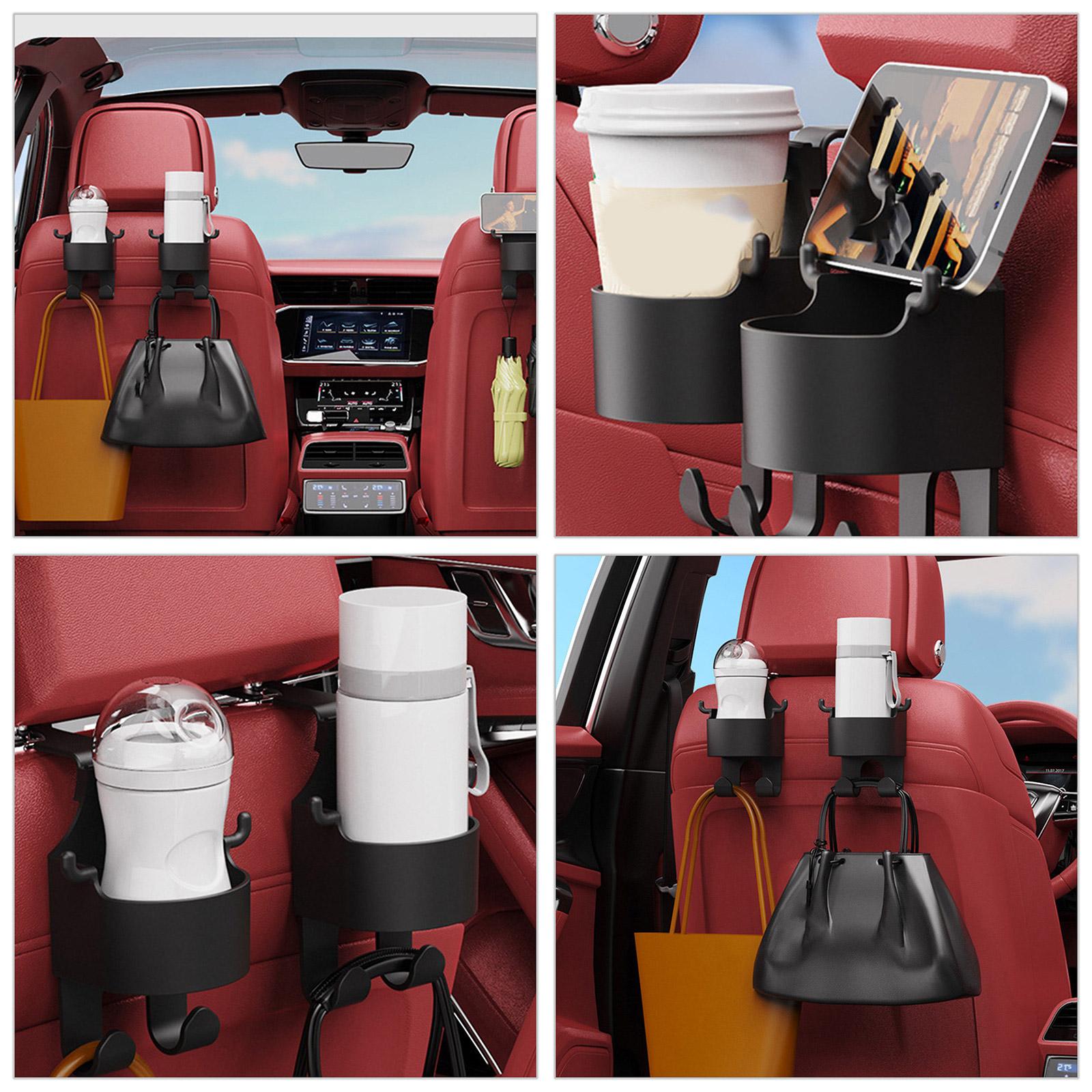 

2 Set Car Seat Back Hook Universal Car Headrest Hook Drink Beverage Storage Organizer Backseat Seat Cup Holder Black