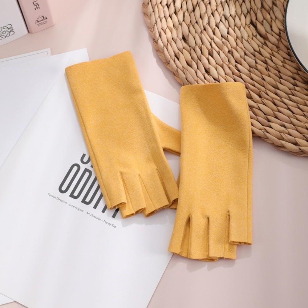German Velvet Half Finger Gloves Short Semi-Finger Mittens New Warm Gloves Autumn Winter