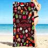 1Pc Christmas Festive Elements Beach Towel Quick Dry Multiuse For Beach Pool Gym Yoga Home Travel Christmas Halloween Xmas Gift S211