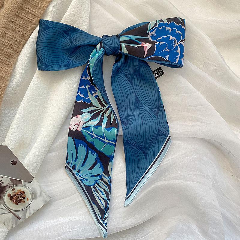 Cashew flower silk scarf, double-sided printed headband, ins decoration, versatile triangle scarf accessories