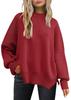 2025 Women's Round Neck Batwing Long Sleeve Knit Sweater with Exposed Seam and Side Slit