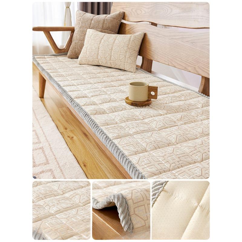 Chenille Sofa Cushion Autumn and Winter Solid Wood Cushion Non-slip Cover High-grade Mahogany Sofa Cover