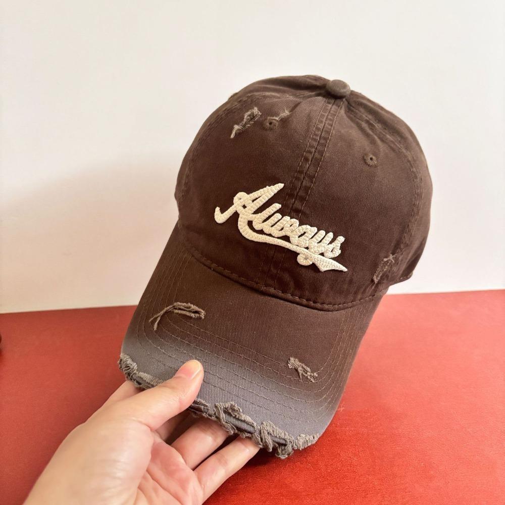 Retro Pink Baseball Cap Deeper Plus Size Women's Duckbill Cap Gradient Colors Letter Embroidery Sun Hat Spring Summer Unisex