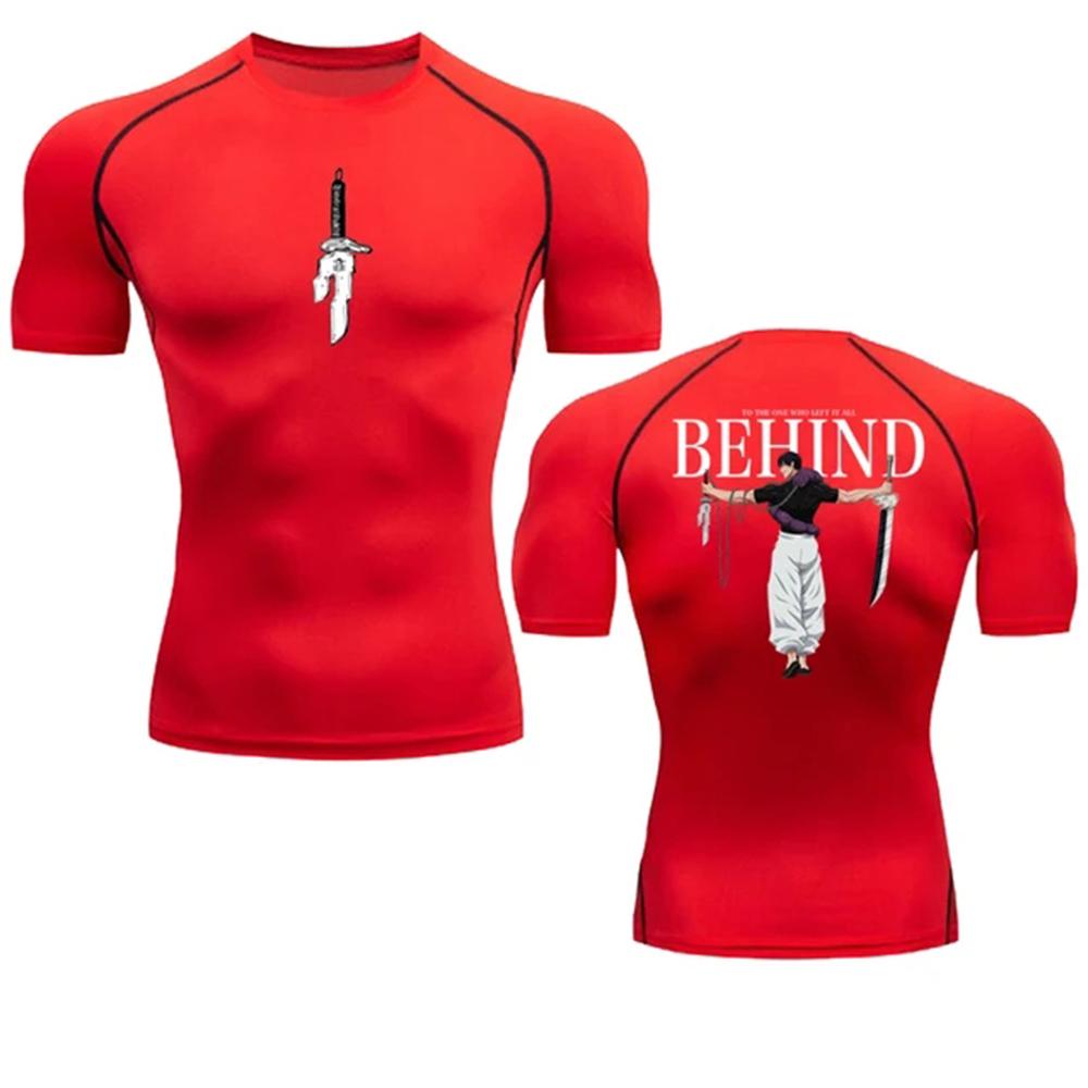 Anime kompresní košile Muži Potisk Prodyšný Fotbal Fitness Těsné Sportovní oblečení Althletic Quick Dry Rash Guard Gymnastika Jezdecké topy