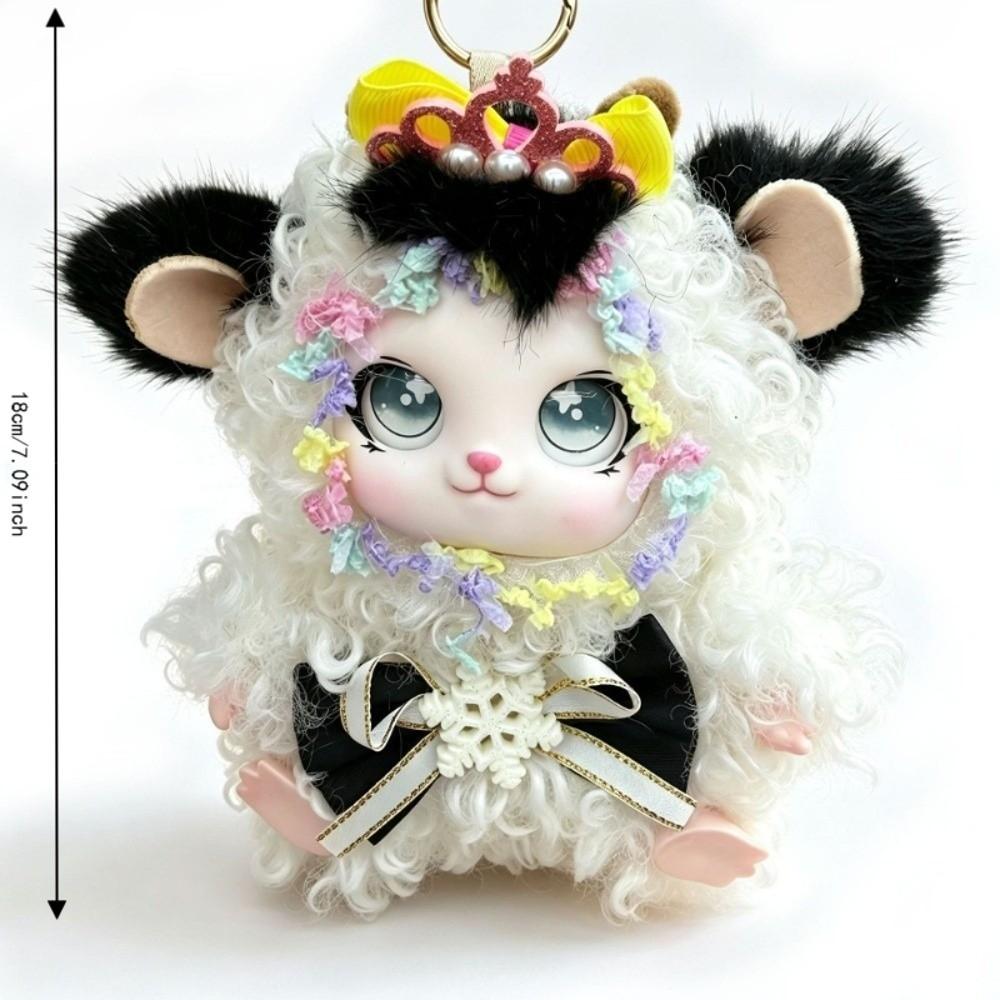 Bag Charm Rabbit Figure Pendant Hanging Style Curly Lamb Keychain Kawaii Plush Doll Pendant Girls