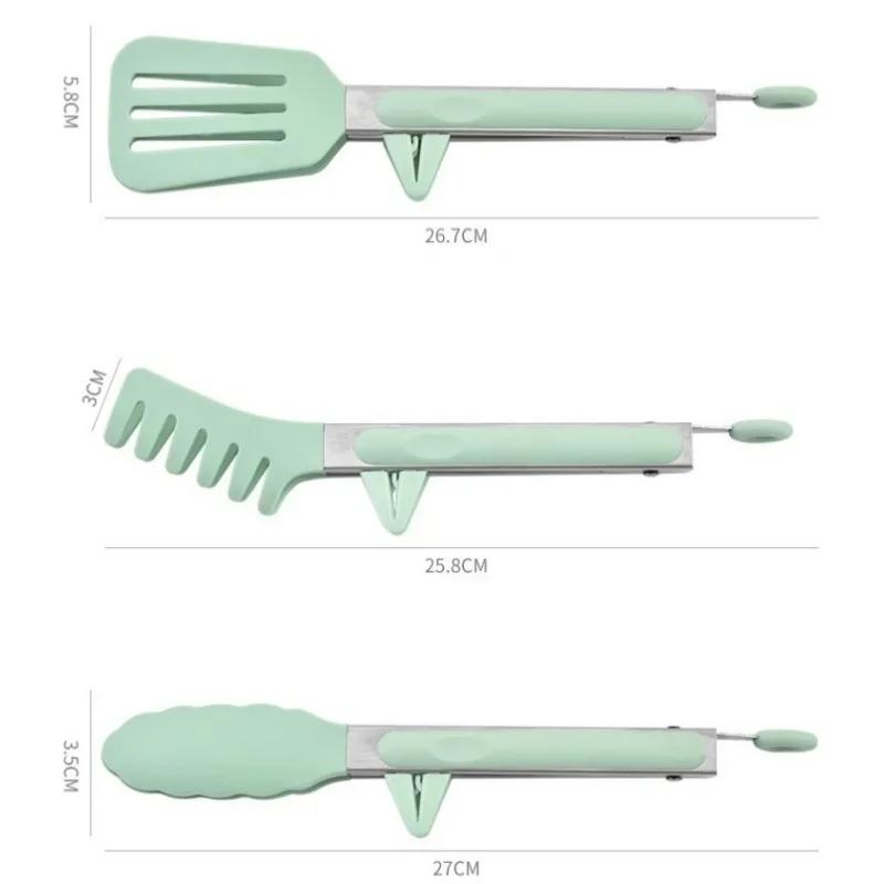 3Pcs Silicone Food Tongs Anti-scald Non-Slip Cooking Tong Steak Bread Noodles Pizza Clip Barbecue Salad Tools Kitchen Gadgets