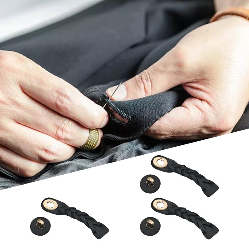 10 Pcs PU Leather Ponytail Button Sew-on Toggles Closures Black Coat Buckles Sewing Accessories for Overcoat Knitwear