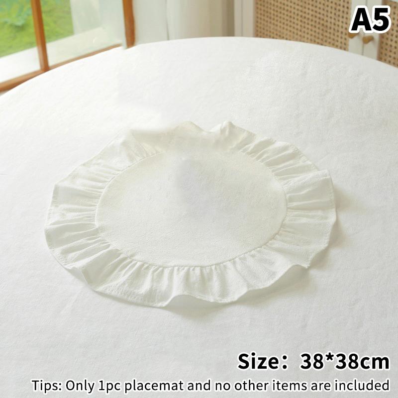 Minimalist Stripe Ruffle Placemat Coffee Table Mat, Baking Food Photography Napkin Home Desktop Decoration&