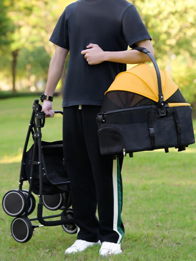 Detachable Dog Stroller Load Bearing 15kg Lightweight Folding Pet Stroller Four-wheeled Pet Trolley Cat Stroller Pet Carrier