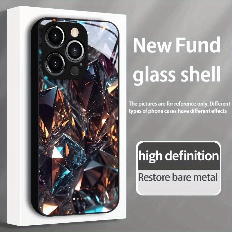 Brilliant Crystal Pattern Tempered Glass Phone Case For iPhone 17 16 15 14 13 12 11 Pro Max 17 Air 7 8 Plus XS X XR Cover
